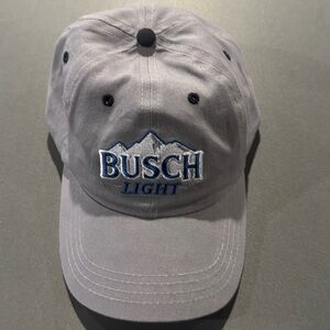 Busch Light Baseball Cap Snapback Ball Cap Embroidered Beer Logo Grey Retro Dad